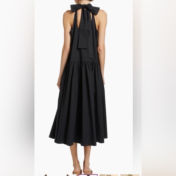 STAUD Marlowe Halter Midi Dress Poplin Black Brand New - Picture 2 of 7